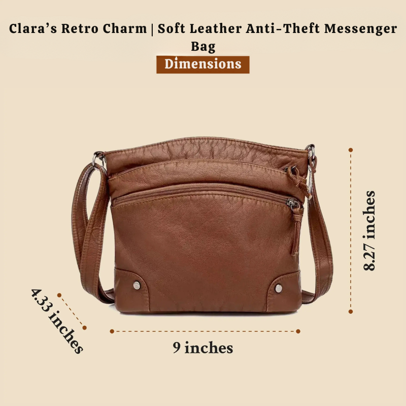 Clara’s Retro Charm | Soft Leather Anti-Theft Messenger Bag