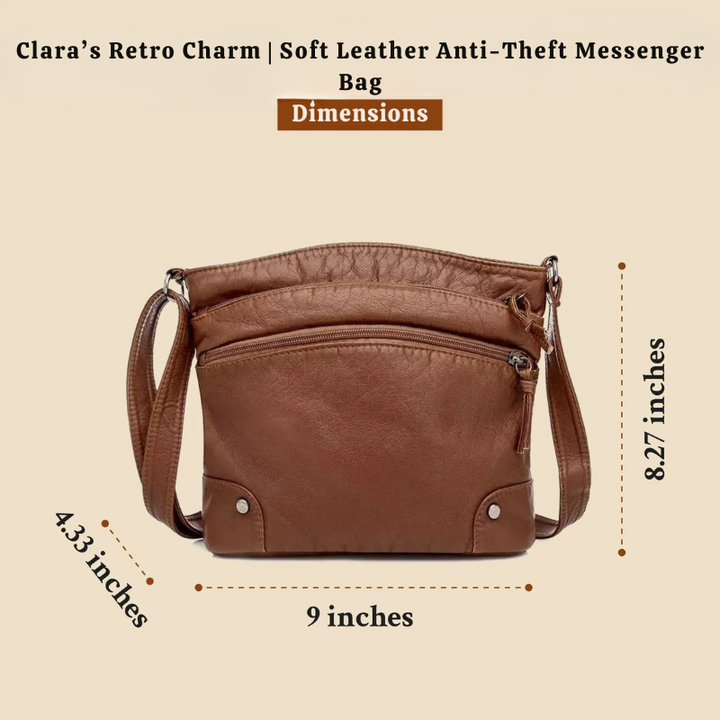 Clara’s Retro Charm | Soft Leather Anti-Theft Messenger Bag