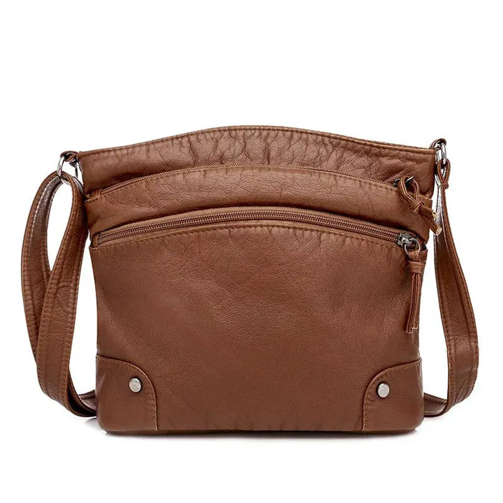 Clara’s Retro Charm | Soft Leather Anti-Theft Messenger Bag
