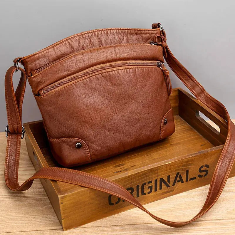 Clara’s Retro Charm | Soft Leather Anti-Theft Messenger Bag